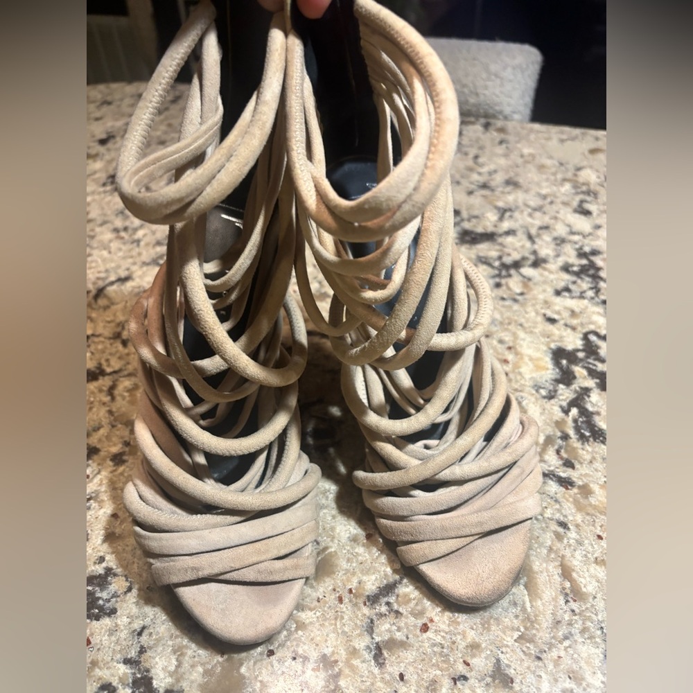 Tan Strappy High Heel Sandals